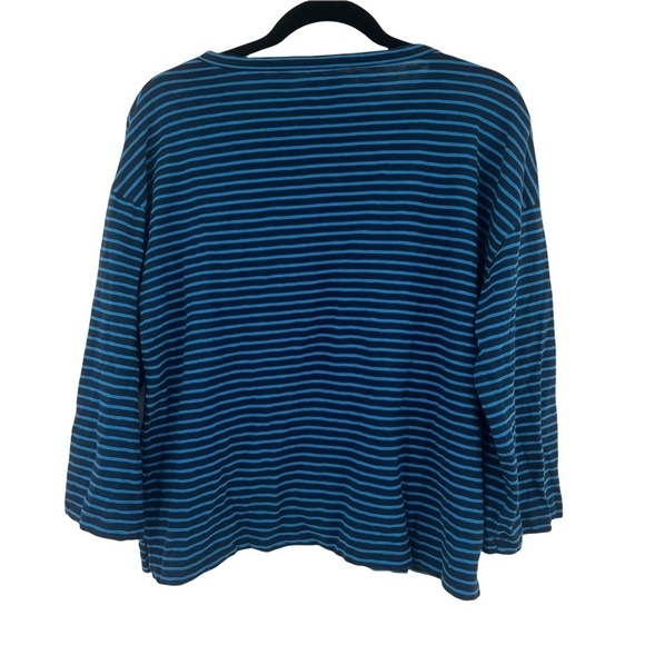 J. Crew Blue Striped Avec Amour Embroidered Boat Neck Shirt Size Medium Women’s - Picture 2 of 7